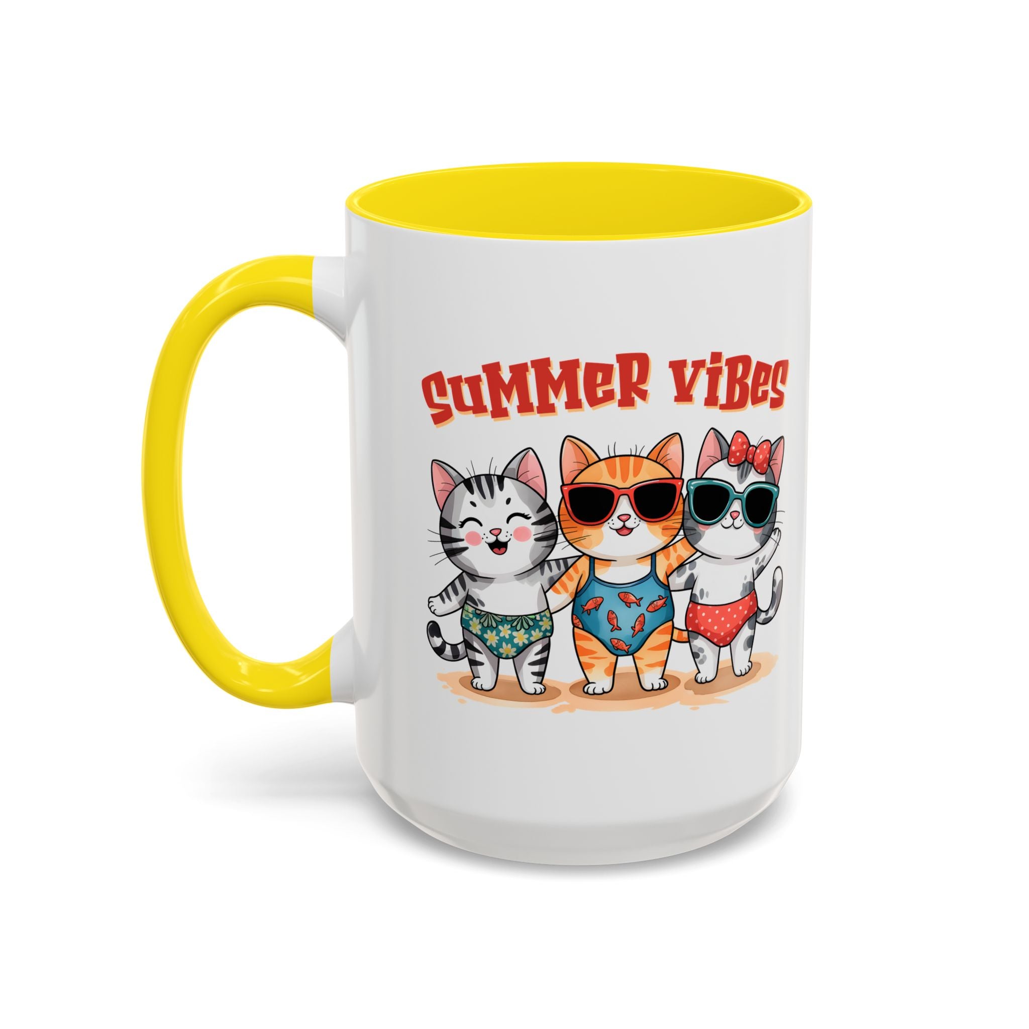 Summer Vibes Cat Coffee Mug - Fun Accent Mug for Cat Lovers