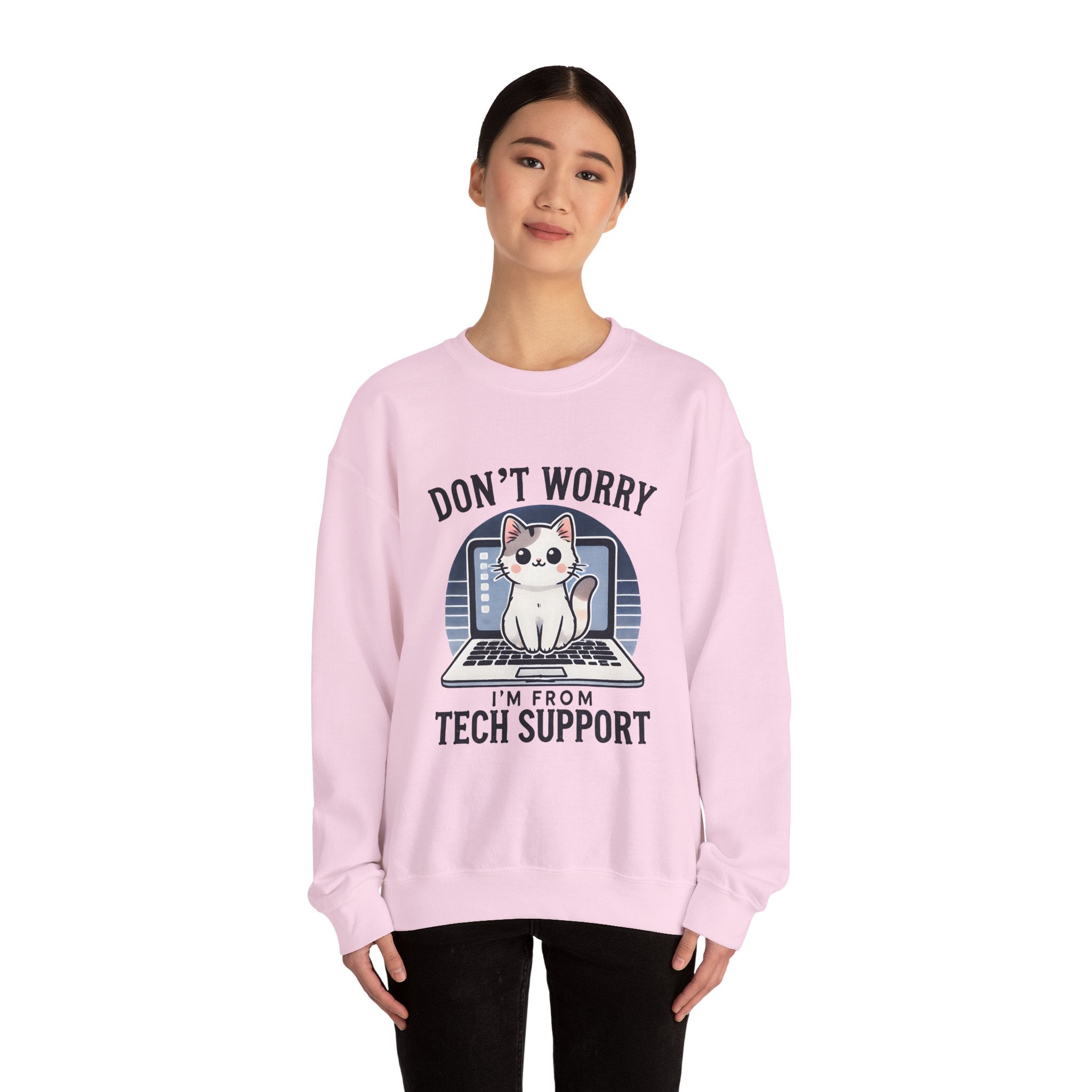 Tech Support Cat Crewneck Sweatshirt – Fun Gift for IT Lovers