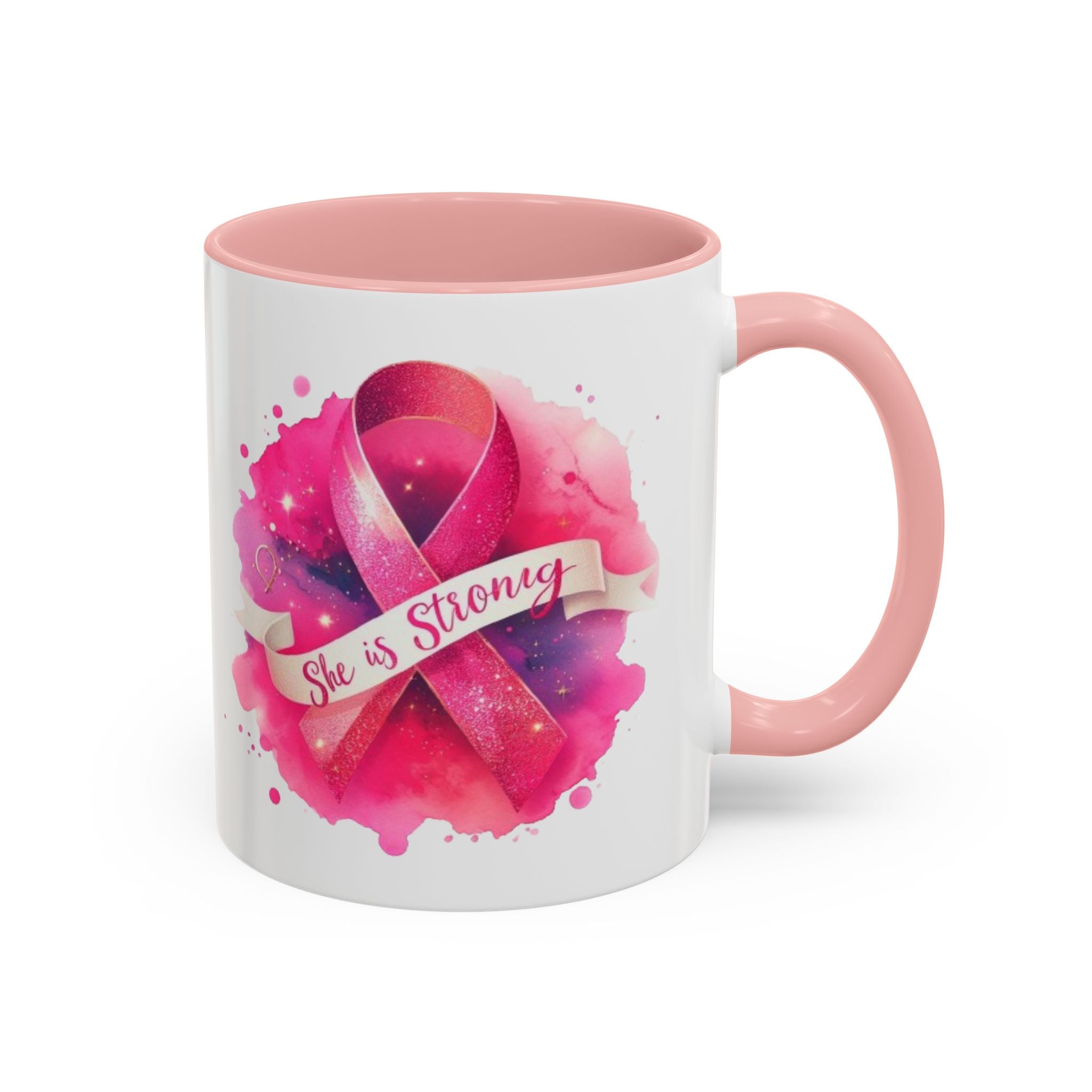 Empowering Pink Ribbon Coffee Mug | She is Strong | Gift for Cancer Awareness, Inspirational Drinkware, Office Mug, Motivational [...]