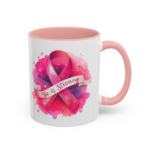 Empowering Pink Ribbon Coffee Mug | She is Strong | Gift for Cancer Awareness, Inspirational Drinkware, Office Mug, Motivational [...]