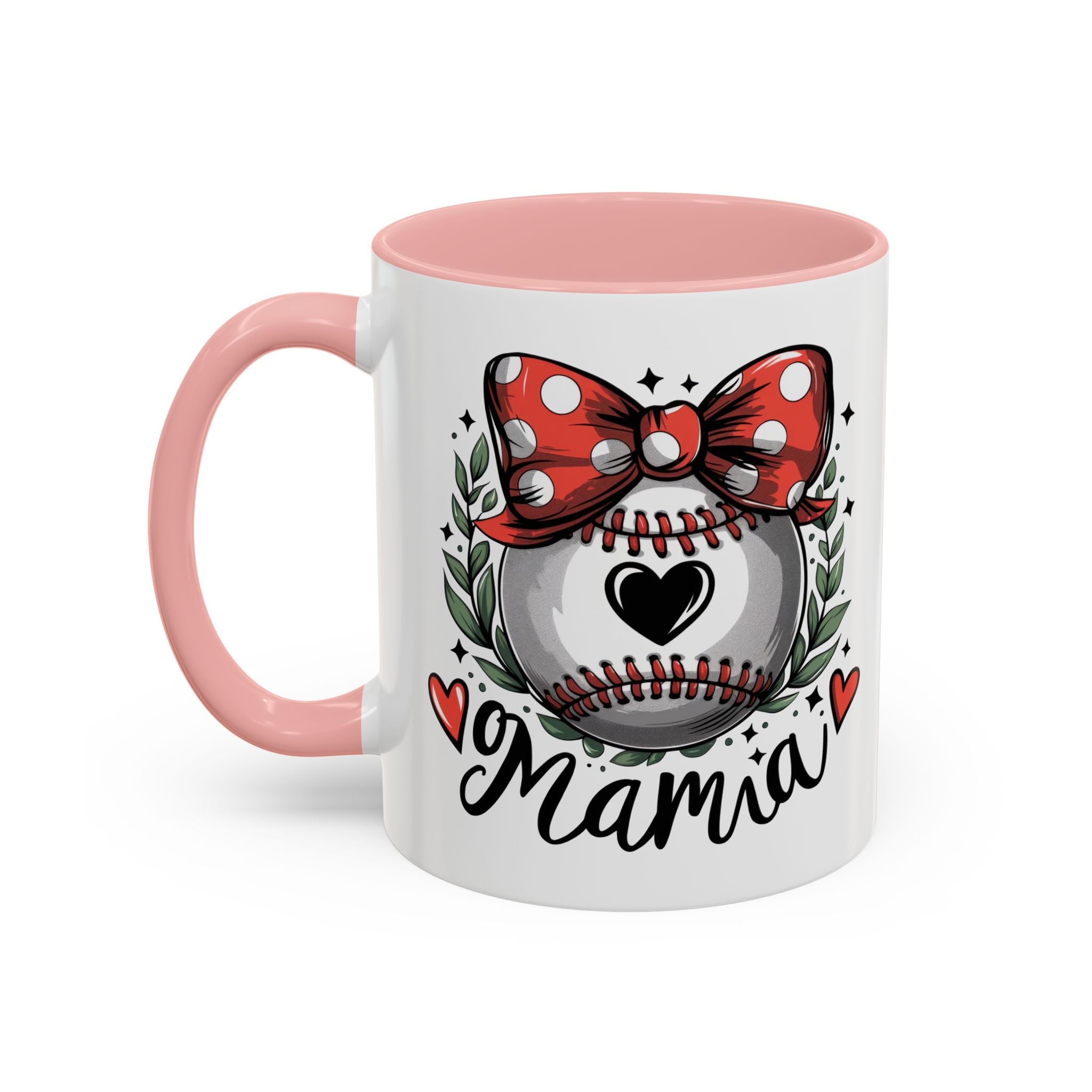 Mama's Accent Coffee Mug | Baseball & Heart Design | Gift for Mom, Mother's Day, Birthday, Coffee Lovers, Baseball Fans