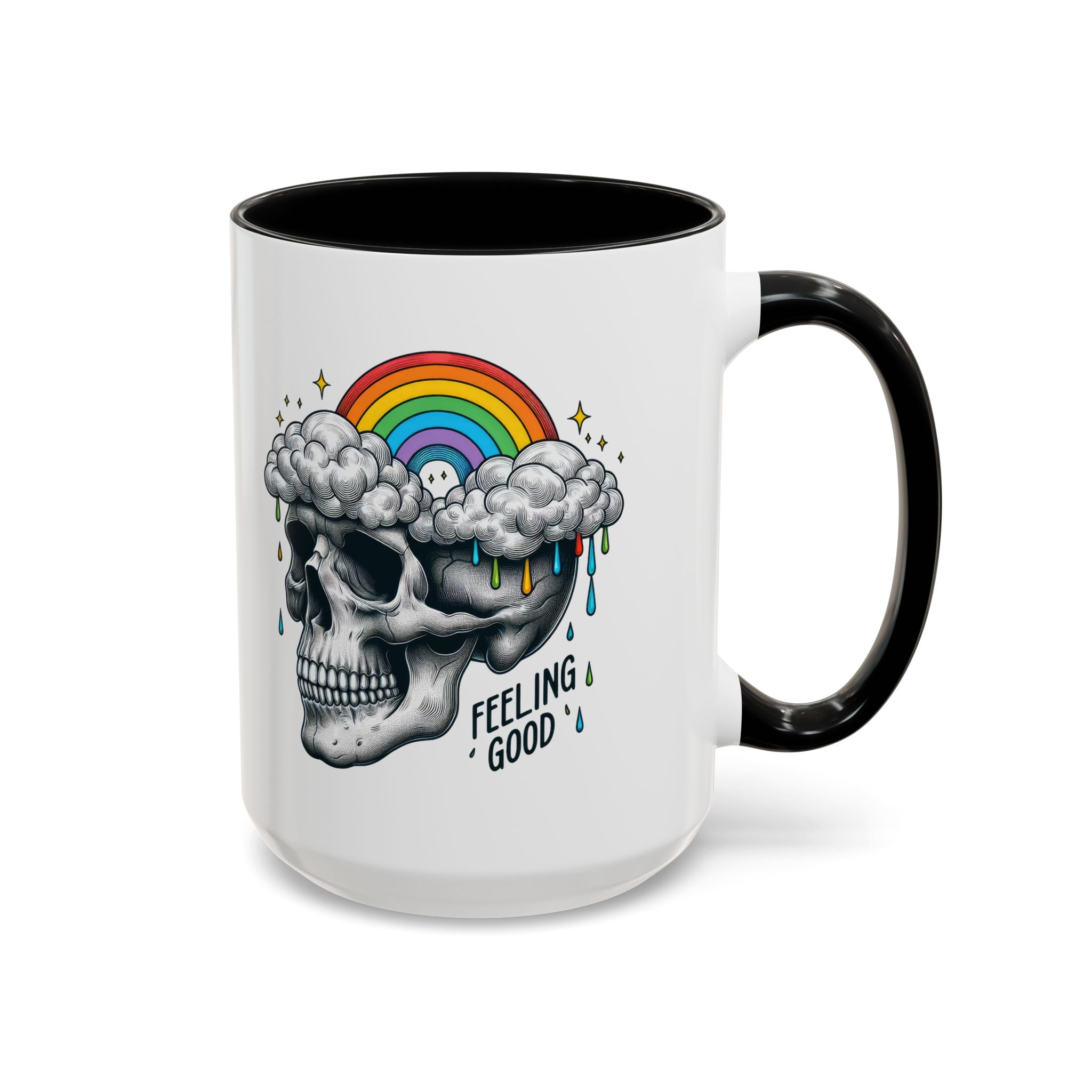 Skull Rainbow Coffee Mug, Unique Gift for Coffee Lovers, Halloween Decor, Daily Motivation Mug, Fun Skull Design