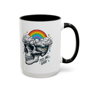 Skull Rainbow Coffee Mug, Unique Gift for Coffee Lovers, Halloween Decor, Daily Motivation Mug, Fun Skull Design