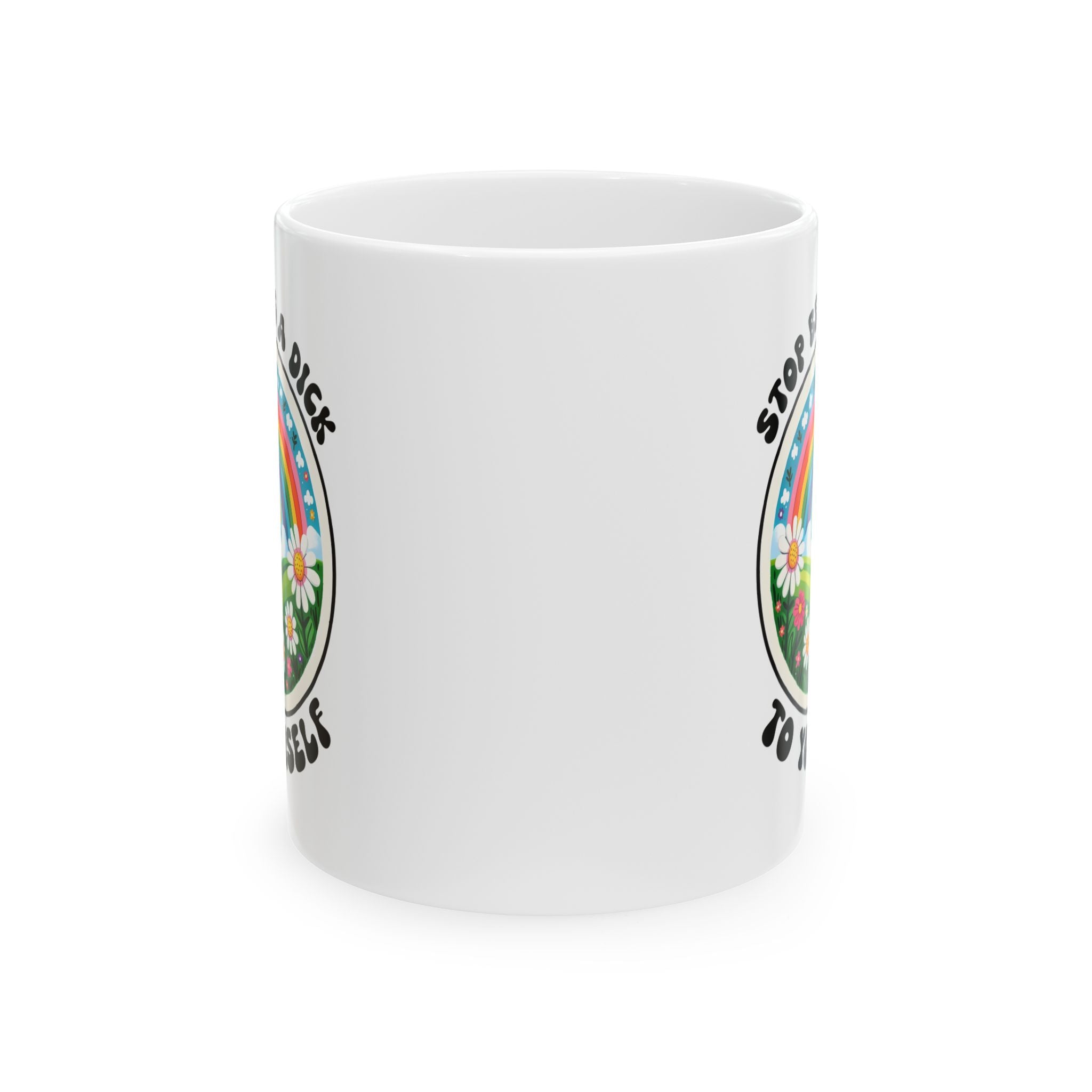 Rainbow Floral Ceramic Mug - Cute Gift for Tea Lovers, Inspirational Quote Mug, Motivational Coffee Cup, Perfect for Friends
