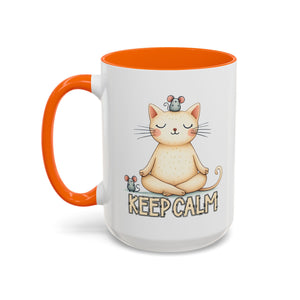 Serene Cat Coffee Mug, Funny Pet Lover's Gift, Cute Keepsake for Relaxation, Relaxing Drinkware, Quirky Home Decor