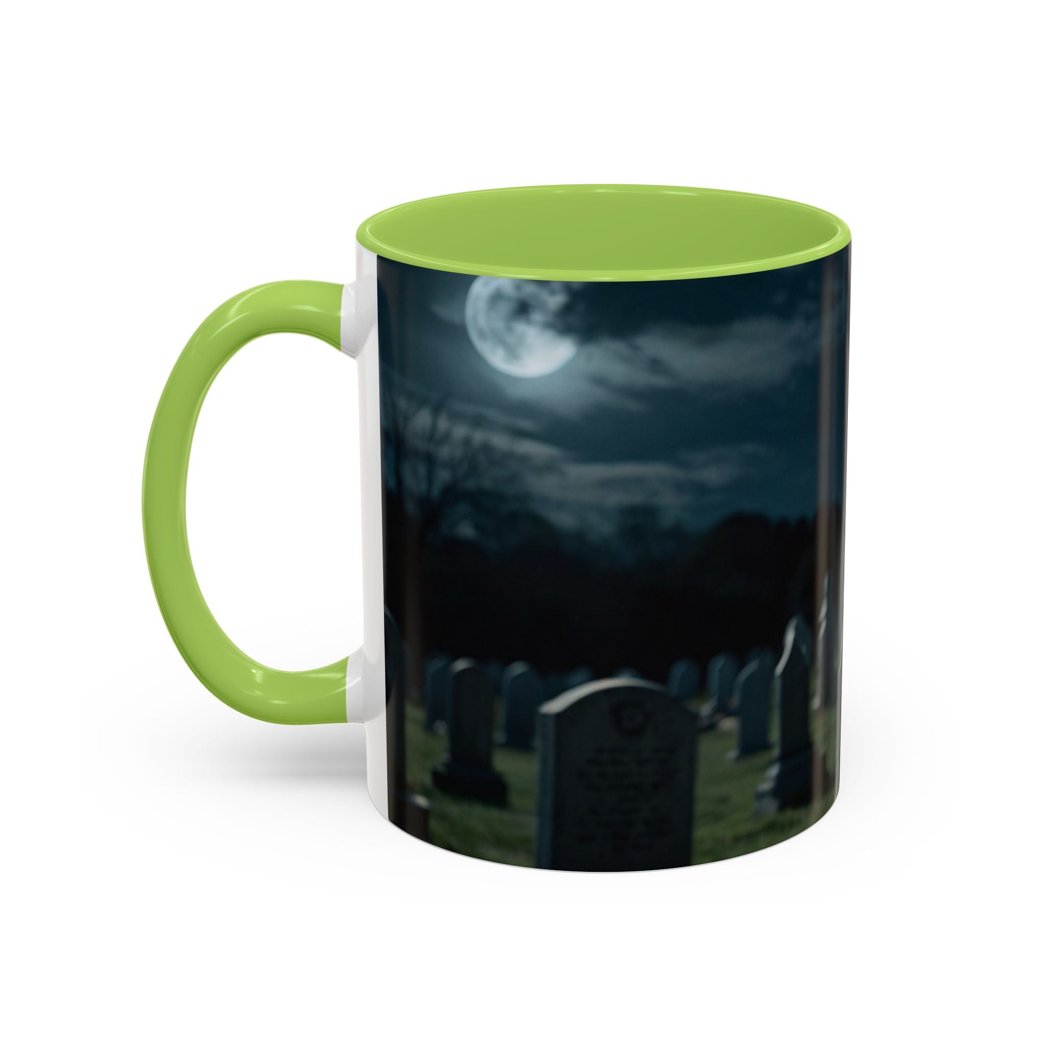 werewolf Howling Wolf Accent Coffee Mug – Gothic Cemetery Night Design (11/15oz) fantasy horror