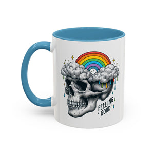 Skull Rainbow Coffee Mug, Unique Gift for Coffee Lovers, Halloween Decor, Daily Motivation Mug, Fun Skull Design