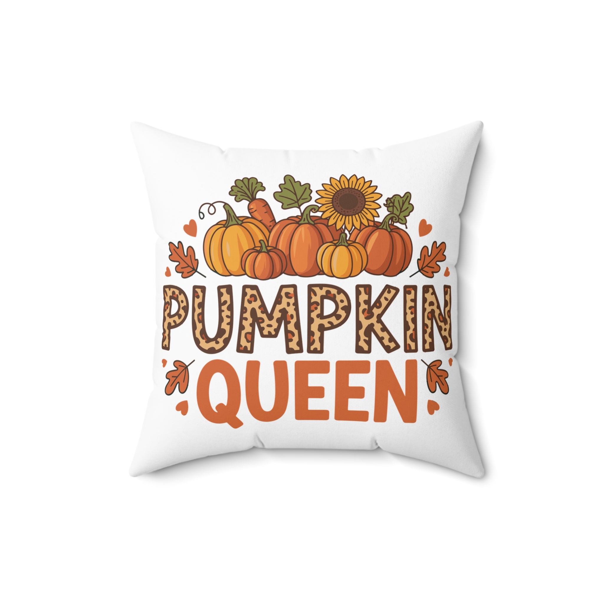 Pumpkin Queen Square Pillow, Fall Decor, Autumn Cushion, Harvest Home Decor, Thanksgiving Gift, Seasonal Accent Pillow
