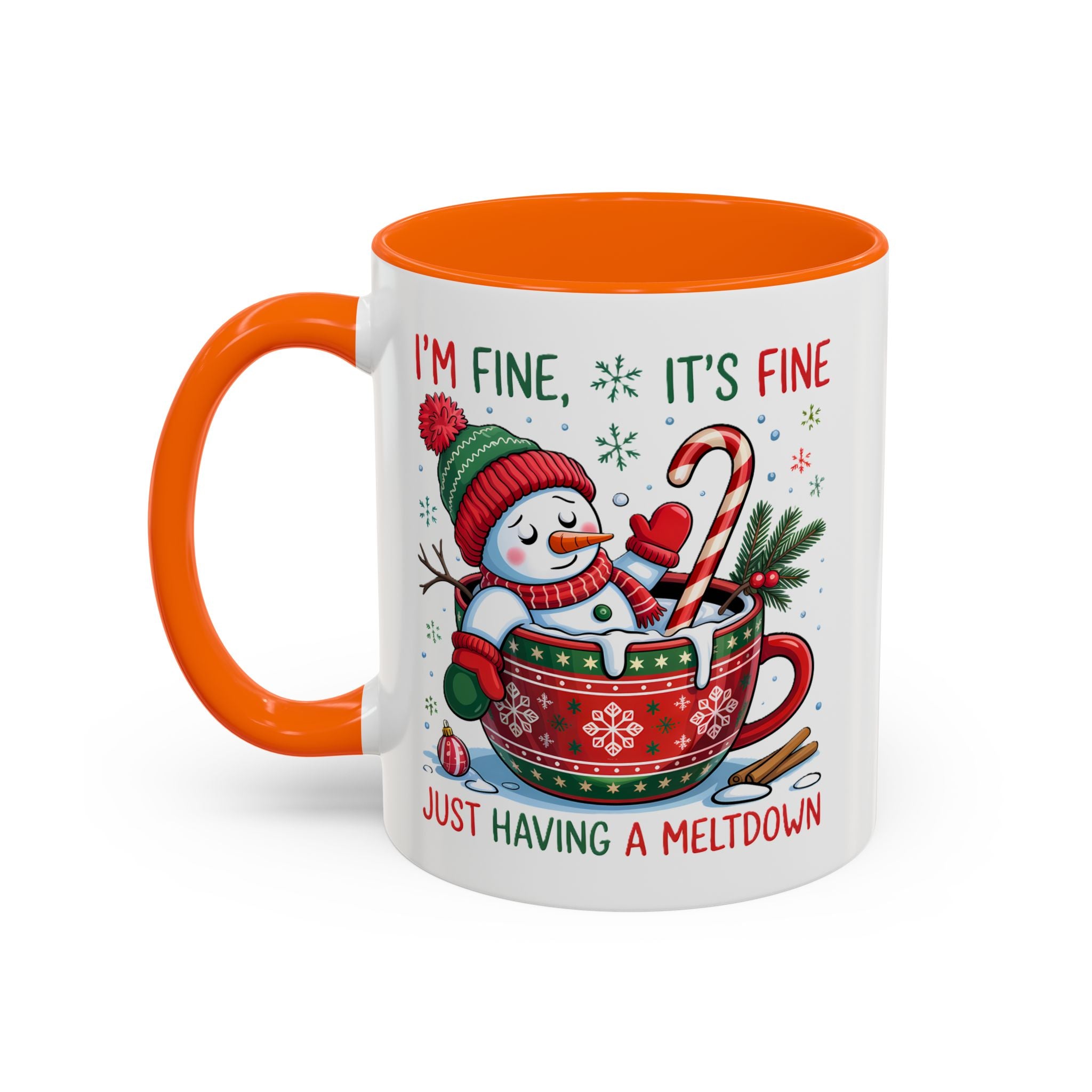 Festive Holiday Coffee Mug - "I'm Fine, It's Fine" Snowman Design sarcasm humor funny