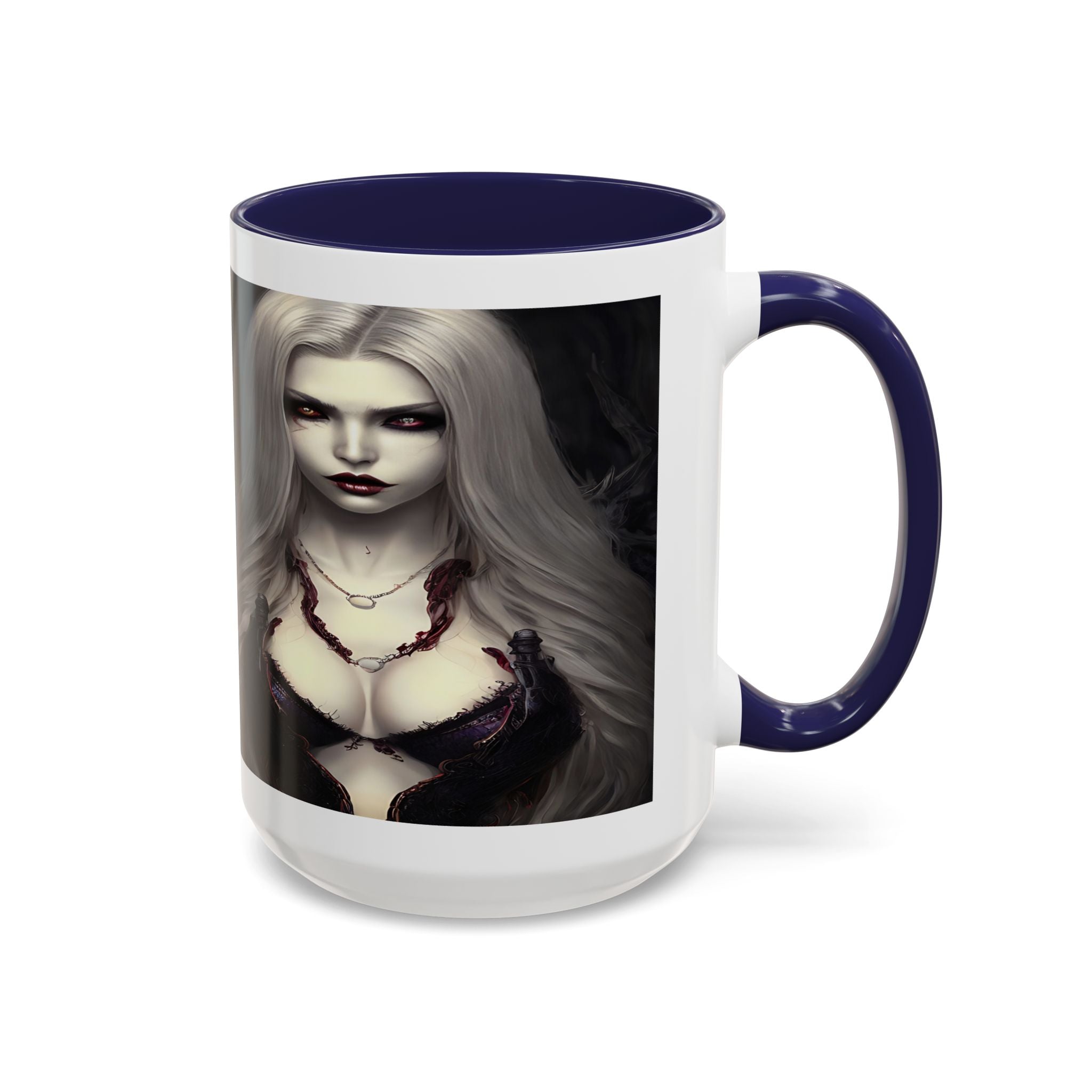 sexy busty woman vampire Gothic Fantasy Coffee Mug - 11oz & 15oz horror art