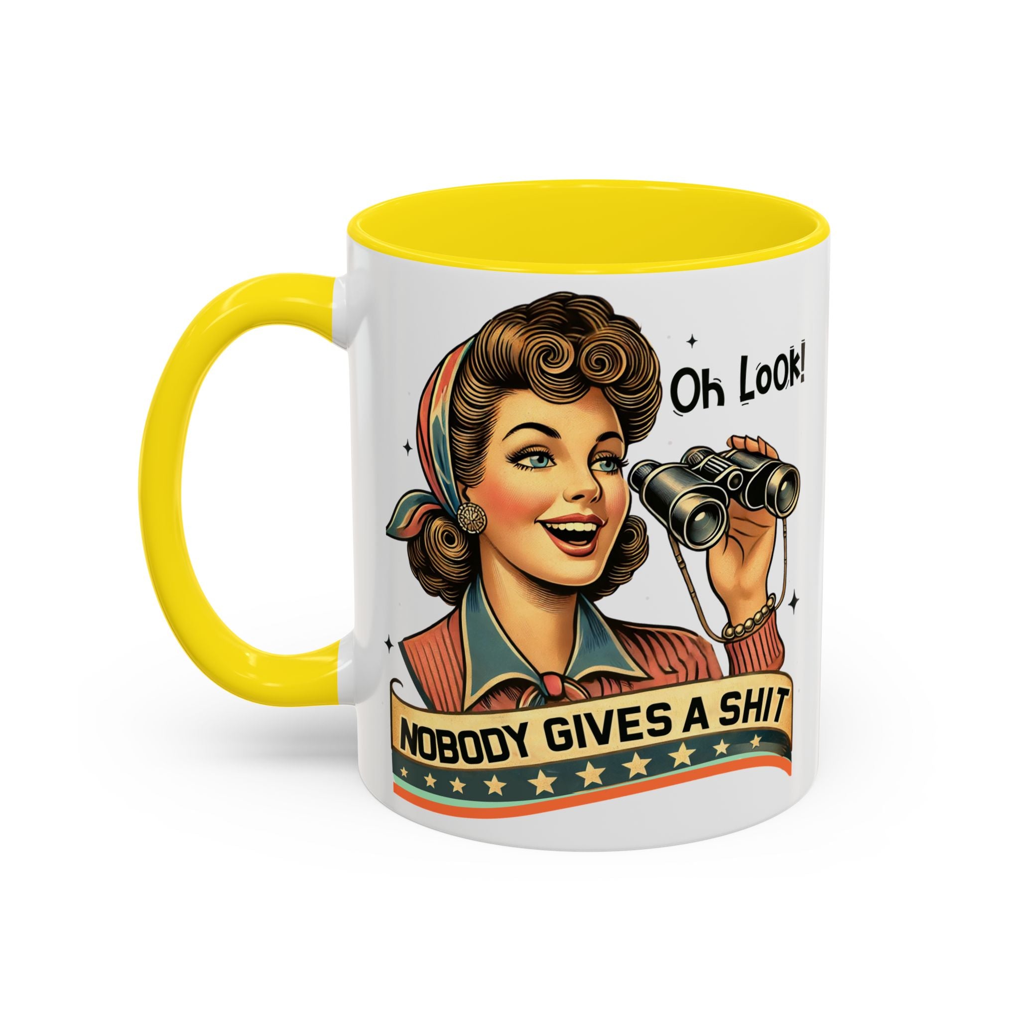 Nobody Gives a Shit Retro Coffee Mug — Funny Vintage Pin-Up Accent Mug (11/15oz)