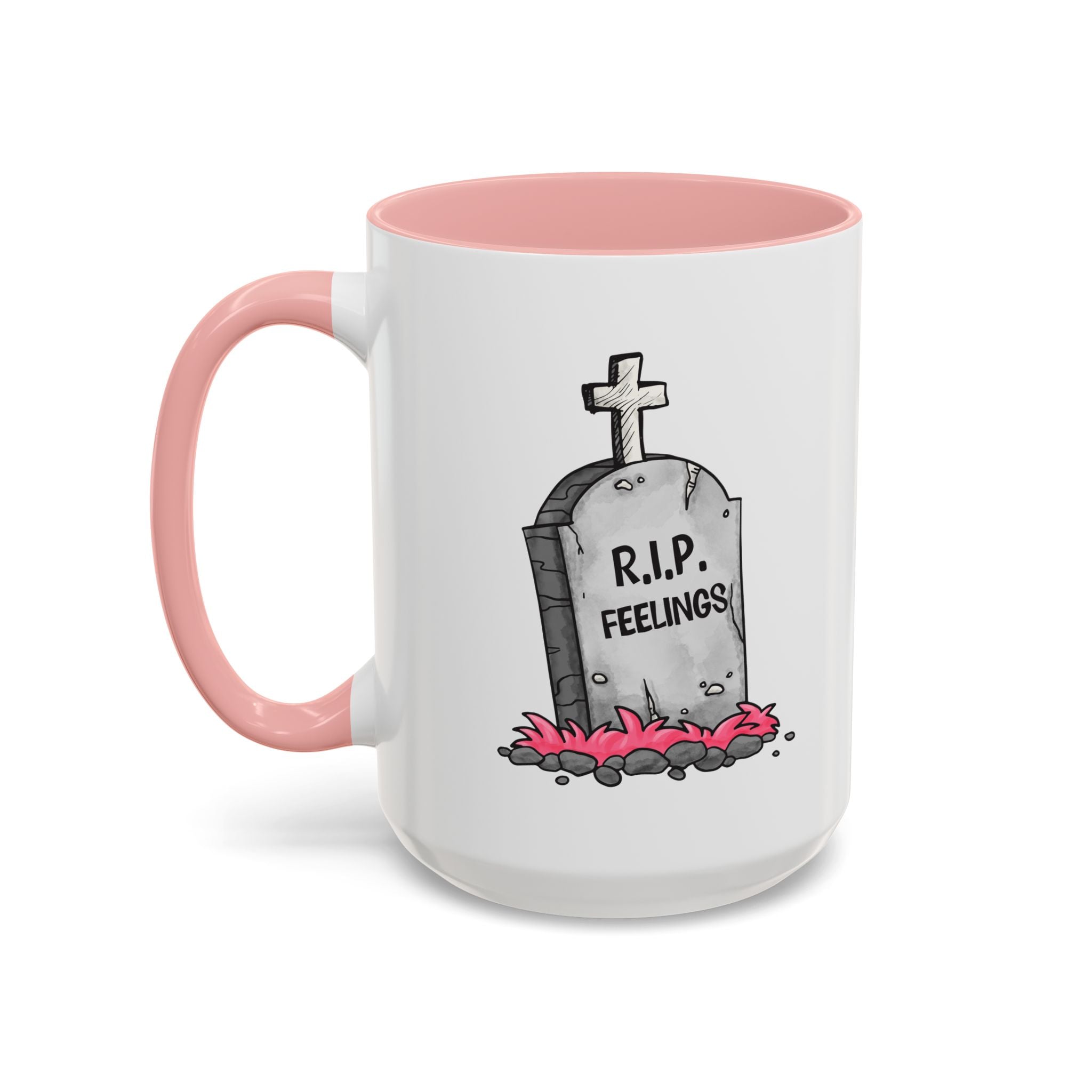 Coffee Mug — RIP Feelings Tombstone Accent Mug anti valentine