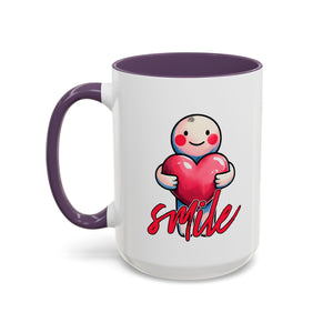 Smiling Heart Accent Coffee Mug - 11oz & 15oz | Cute Gift for Friends & Family