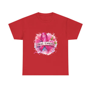 Breast Cancer Awareness Tee, Heal Cancer Cotton Shirt, Unisex Supportive T-Shirt, Gift for Survivor, Pink Ribbon Shirt