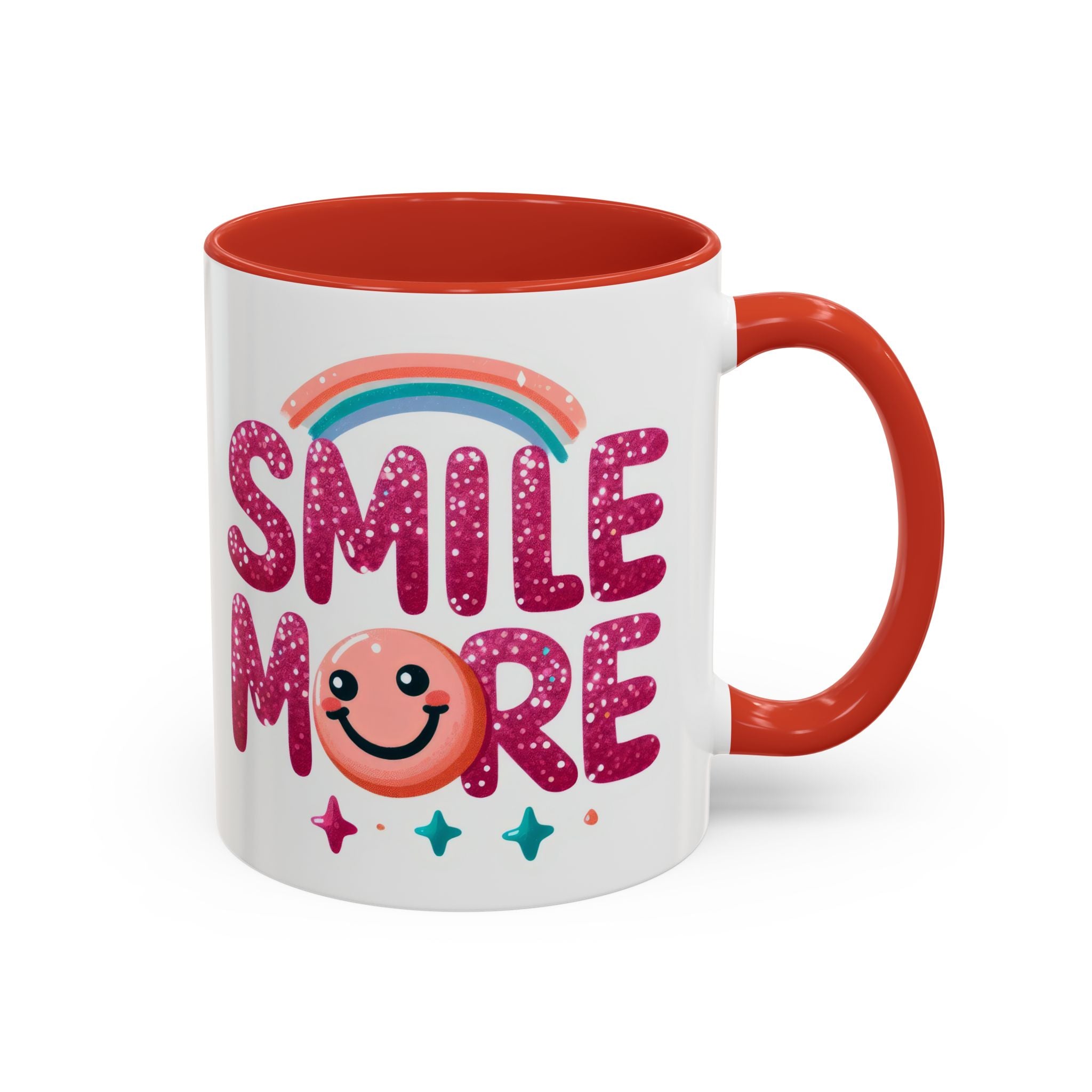 Smile More Coffee Mug – Cute Rainbow Smiley Accent Mug (11/15oz)