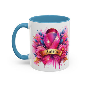 Inspirational Warrior Coffee Mug - Floral Design, Encouragement Gift, Cancer Awareness, Motivational Cup, Supportive Drinkware