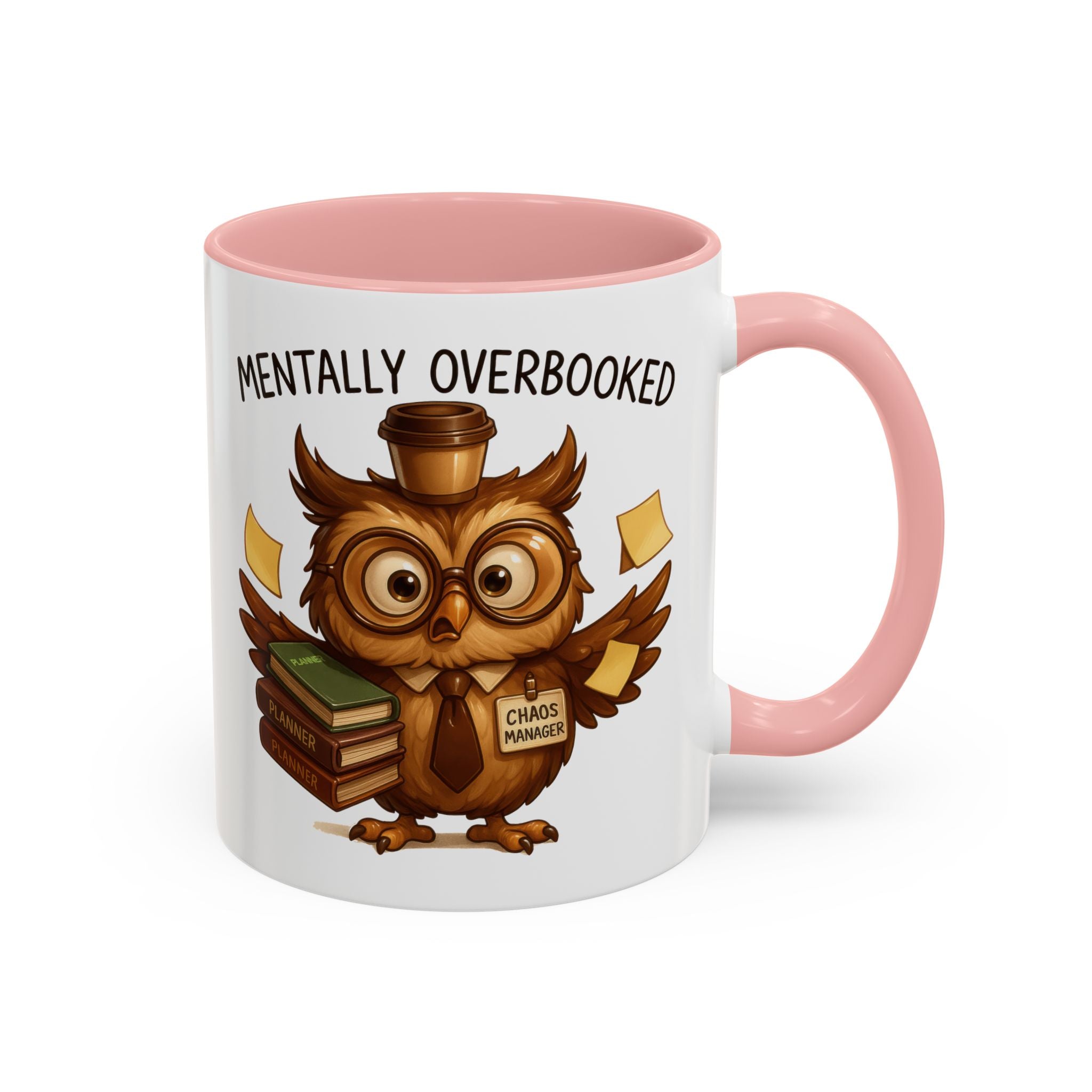 Cute Owl Coffee Mug | Mentally Overbooked Mug | Gifts for Book Lovers, Teacher Gifts, Office Decor, Funny Coffee Cup