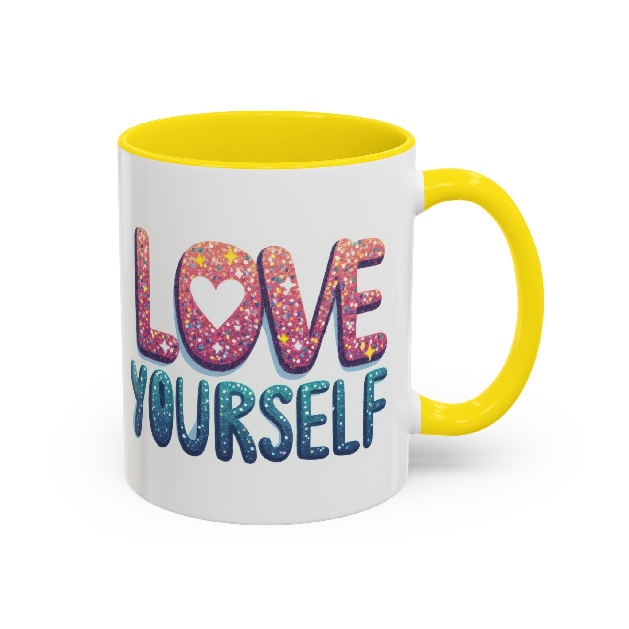 Love Yourself Accent Coffee Mug — Inspirational Self-Love Ceramic Mug (11/15oz)