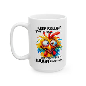 funny sarcasm  Rooster coffee Mug - rolling your eyes Funny Gift for Coffee Lovers, Great for Birthdays, Kitchen Decor, Tea Mug
