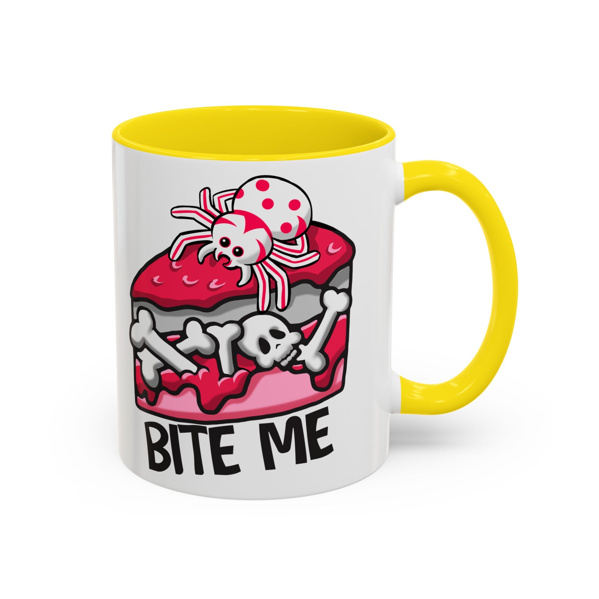 Bite Me Coffee Mug — Cute Creepy Spider Cake Accent Mug anti valentine