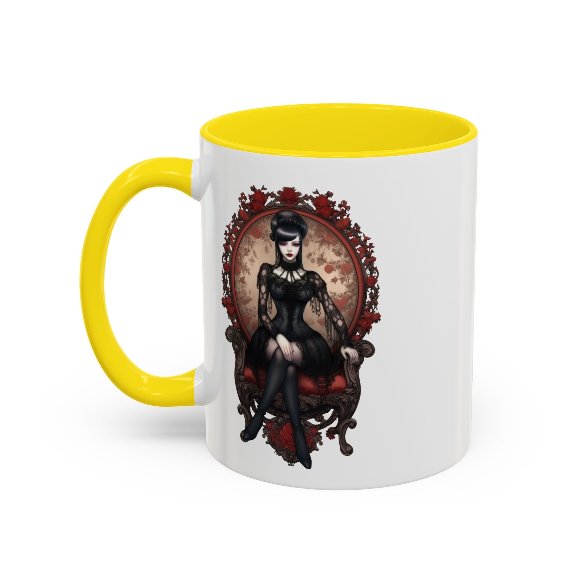 Gothic Elegance Coffee Mug - Unique Black Accent Mug for Witchy Vibes, Perfect Gift for Halloween, Goth Decor, Coffee Lovers, & Spooky