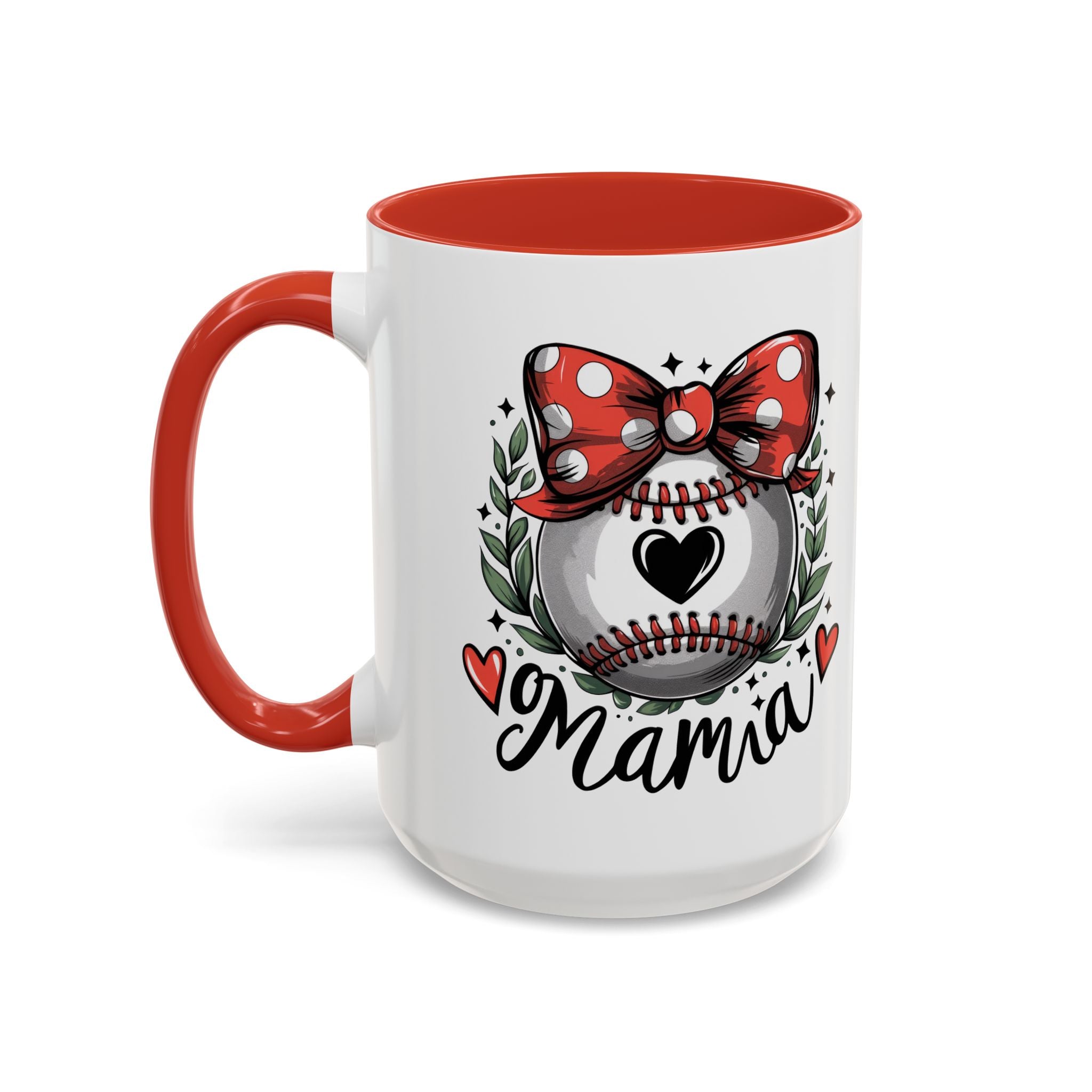 Mama's Accent Coffee Mug | Baseball & Heart Design | Gift for Mom, Mother's Day, Birthday, Coffee Lovers, Baseball Fans