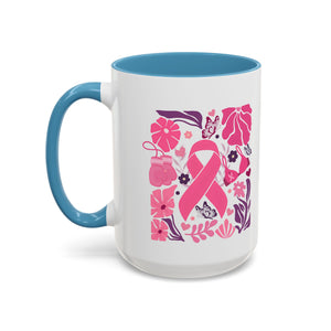 Pink Floral Awareness Coffee Mug, Breast Cancer Awareness Mug, Gift for Her, Supportive Drinkware, Motivational Mug