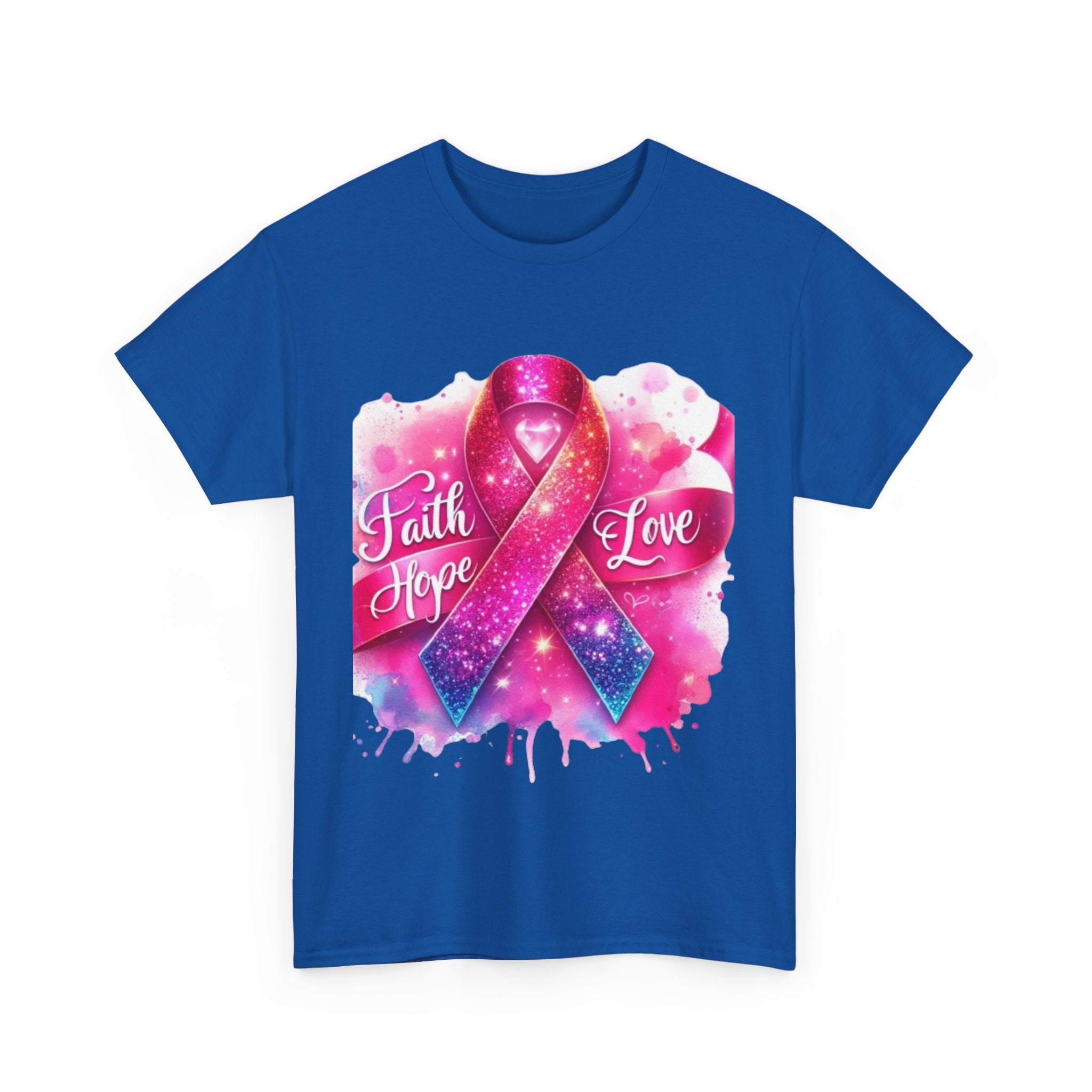 Faith, Hope, Love Tee - Unisex Heavy Cotton T-Shirt, Inspirational Shirt, Cancer Awareness Gift, Motivational Apparel, Stylish Everyday Wear