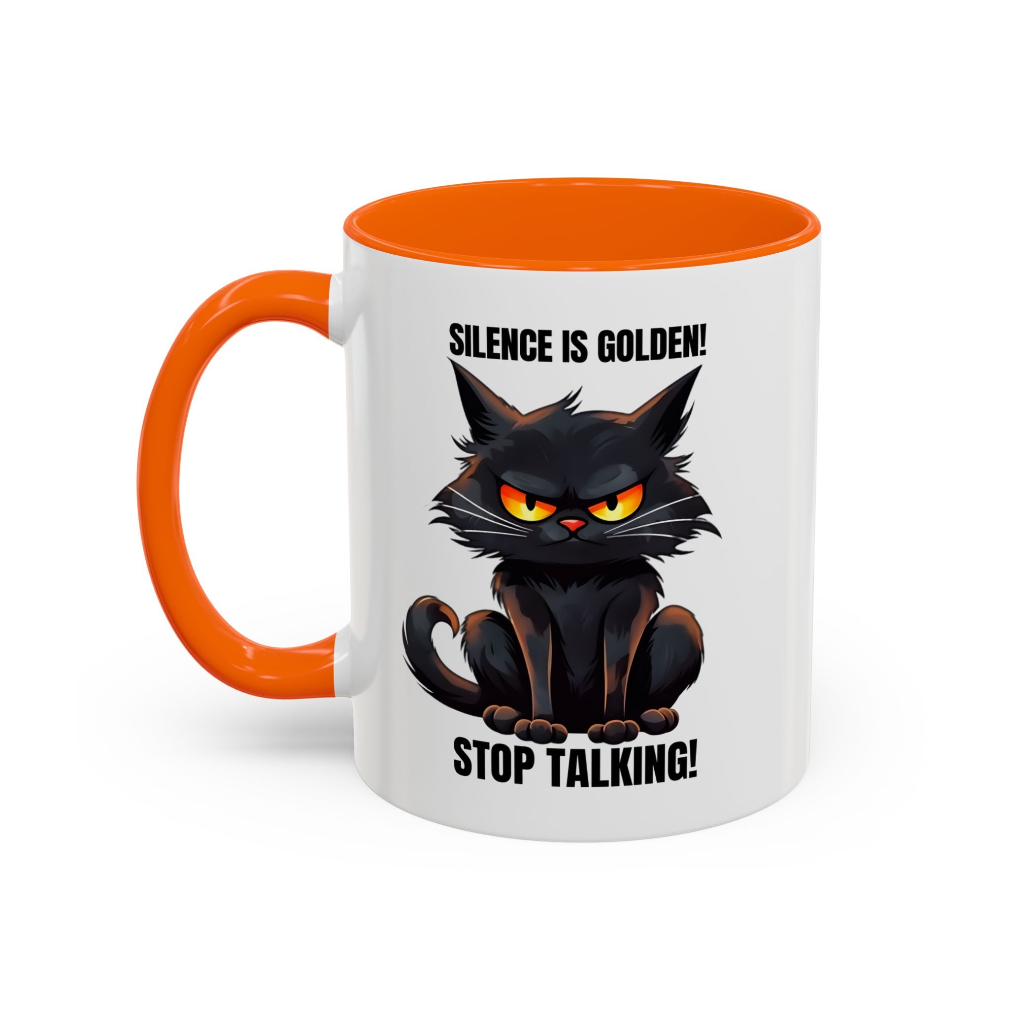 Funny Cat Mug | Silence Is Golden Coffee Cup | Gift for Cat Lovers | Humorous Kitchenware | Ceramic Teacup | Unique Animal Gifts