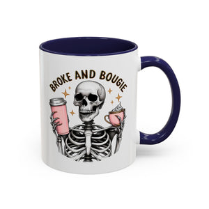 Broke and Bougie Coffee Mug, Skeleton Mug, Halloween Mug, Unique Gift for Coffee Lovers, Spooky Decor