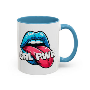 GRL PWR Accent Coffee Mug - Bold Fun Design for Empowerment, Great Gift for Friends, Coffee Lovers, Birthdays, and Celebrations