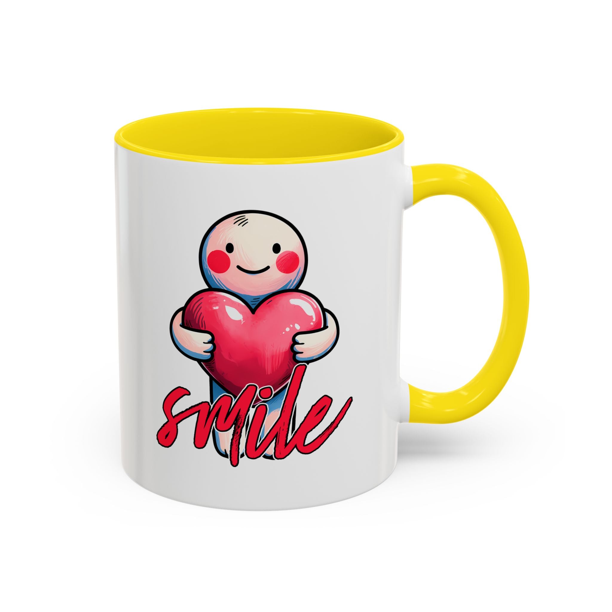 Smiling Heart Accent Coffee Mug - 11oz & 15oz | Cute Gift for Friends & Family