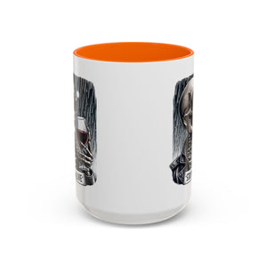 Stylish Skull Coffee Mug, Gothic Drinkware, Staying Alive Gift for Halloween, Funny Office Mug, Alternative Drinkware
