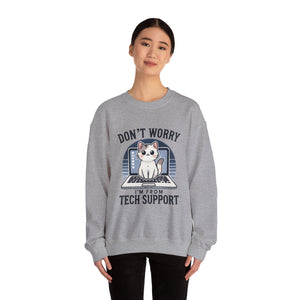 Tech Support Cat Crewneck Sweatshirt – Fun Gift for IT Lovers