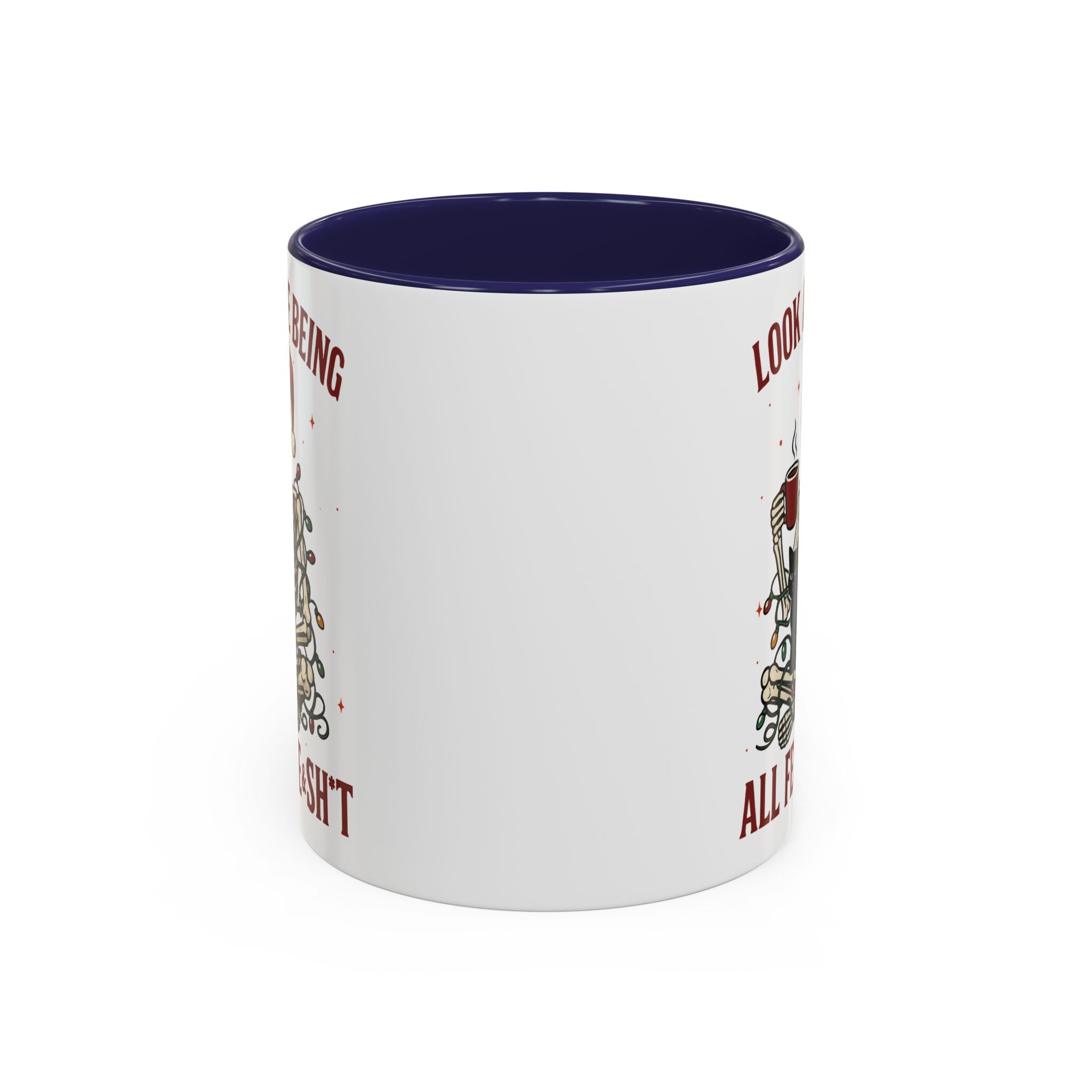 Festive Skeleton Christmas cheer winter Coffee Mug funny adult humor cup