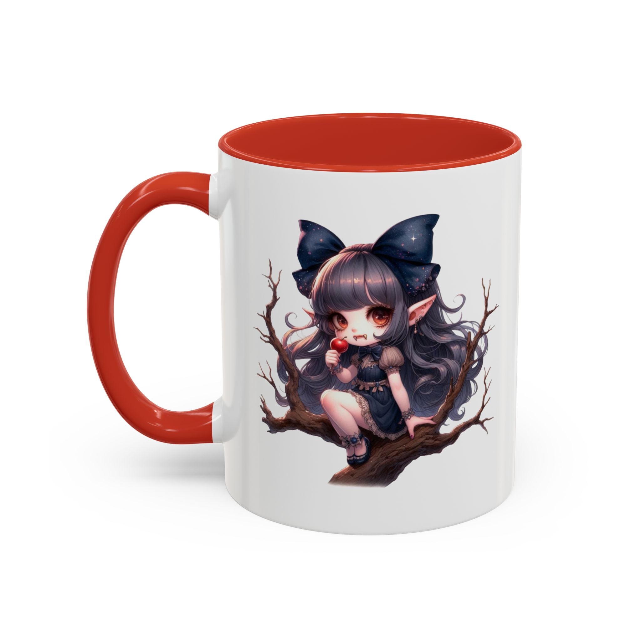 gothic vampire girl in tree horror art Accent Coffee Mug (11, 15oz) png16