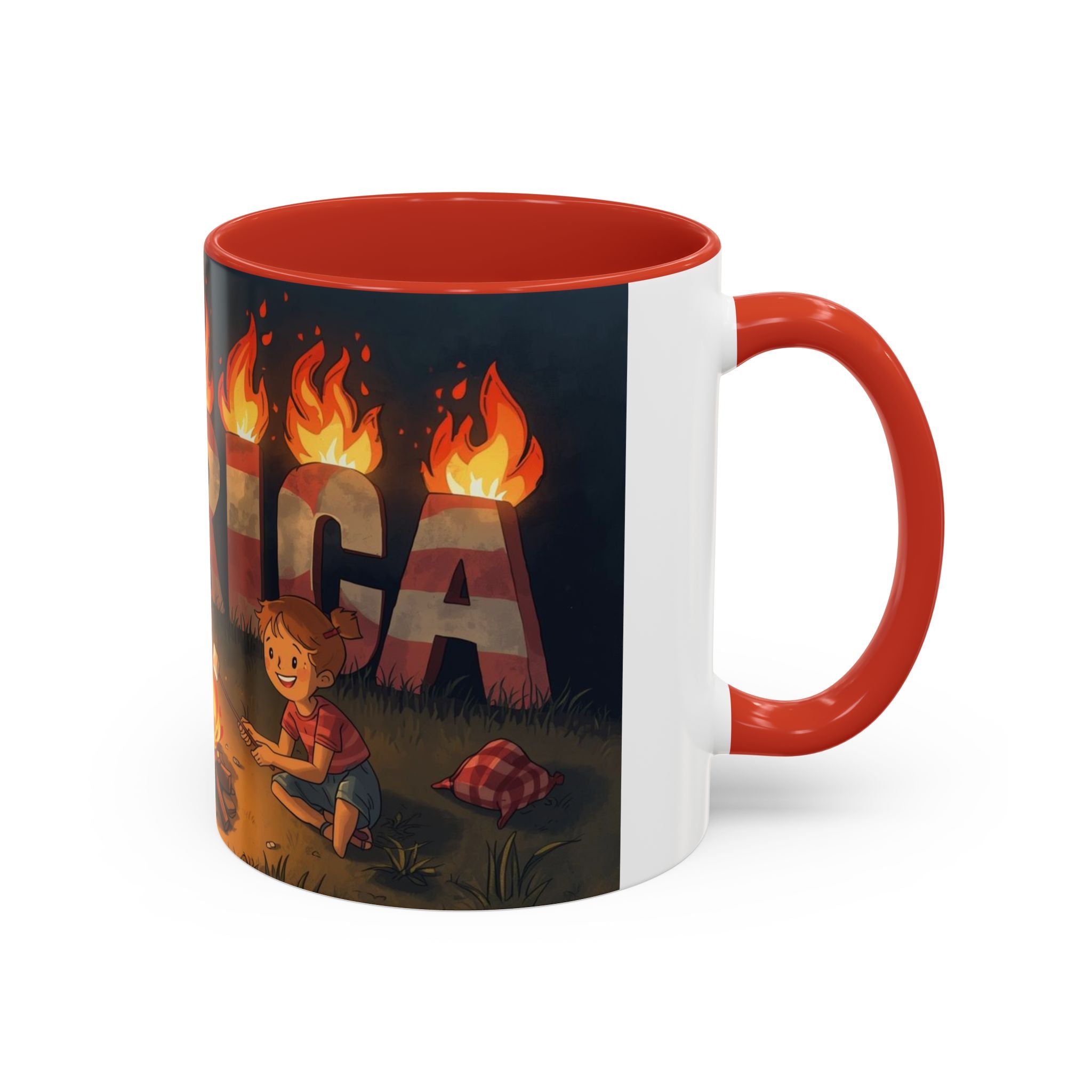 Patriotic Camping Coffee Mug - Fun America Design, Perfect for , Campfire Gatherings, Super for Gifts