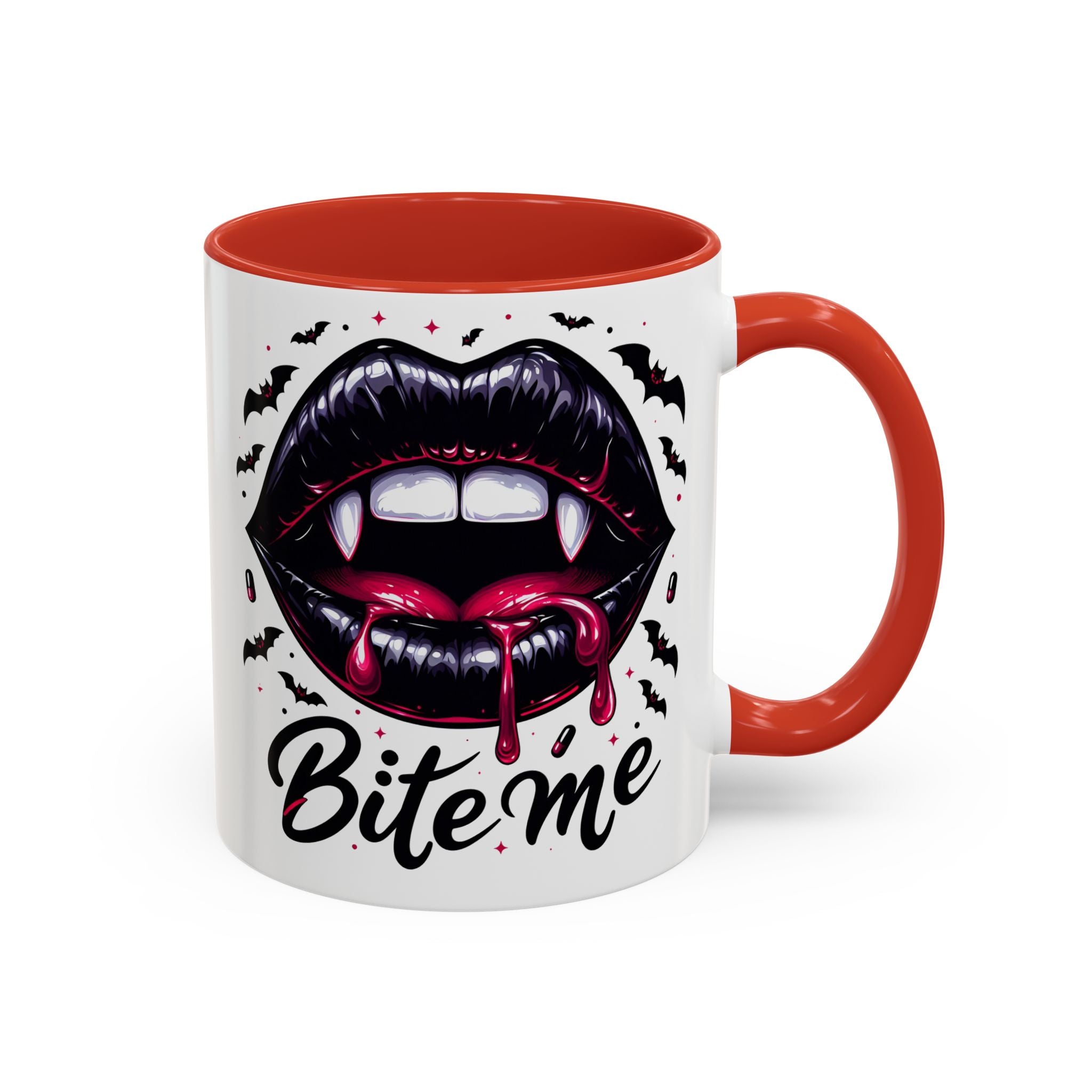 Vampire Themed Coffee Mug - "Bite Me"  halloween bats horror art cup