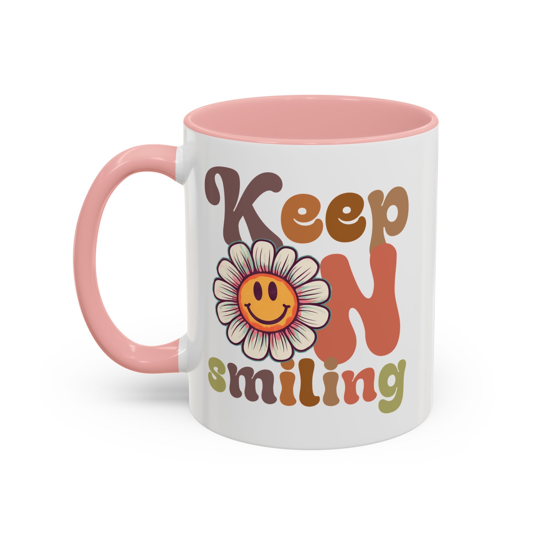 Keep Smiling Floral Coffee Mug - Cheerful 11 & 15oz Accent Mug for Daily Motivation