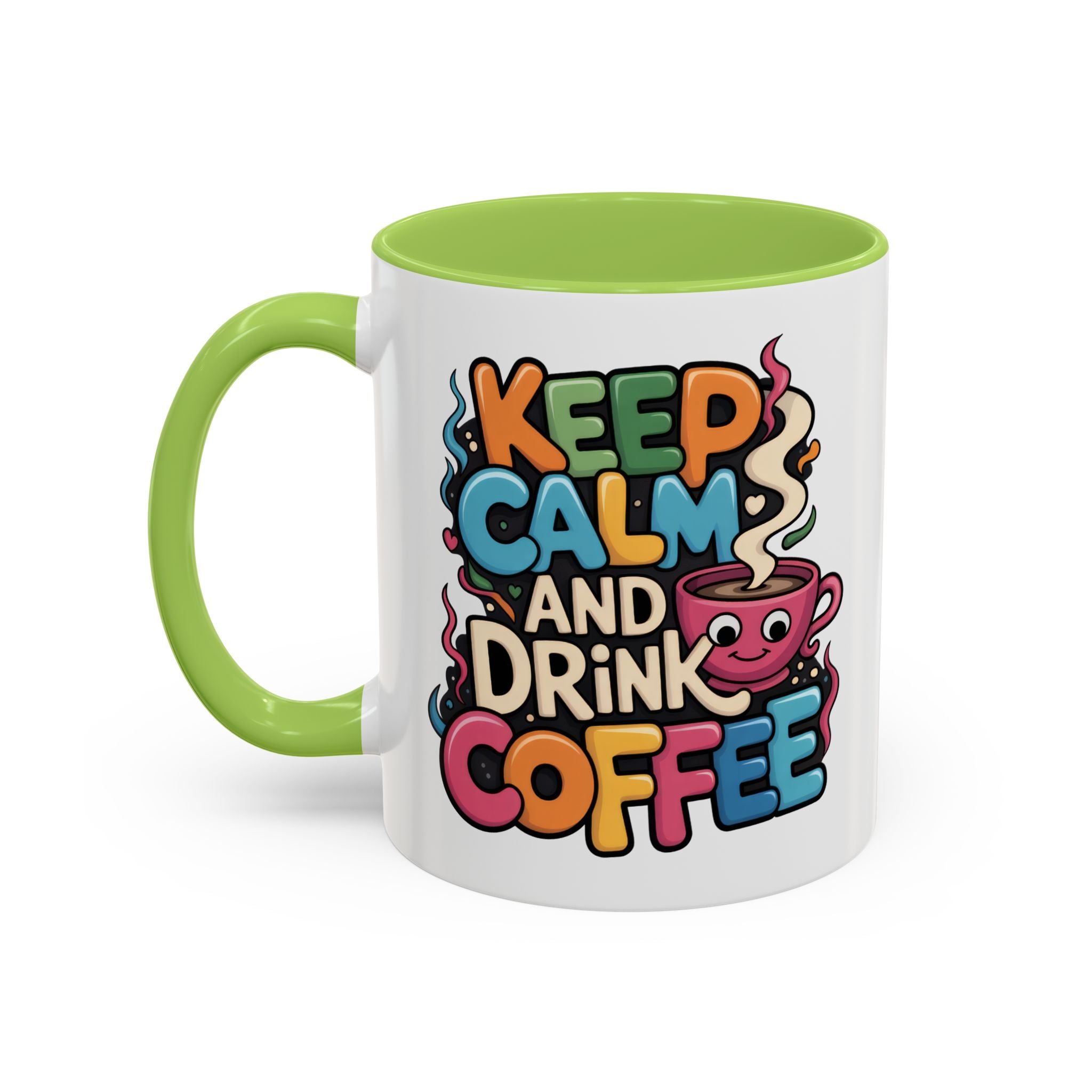 Keep Calm and Drink Coffee Mug - Fun Colorful Ceramic Coffee Cup funny