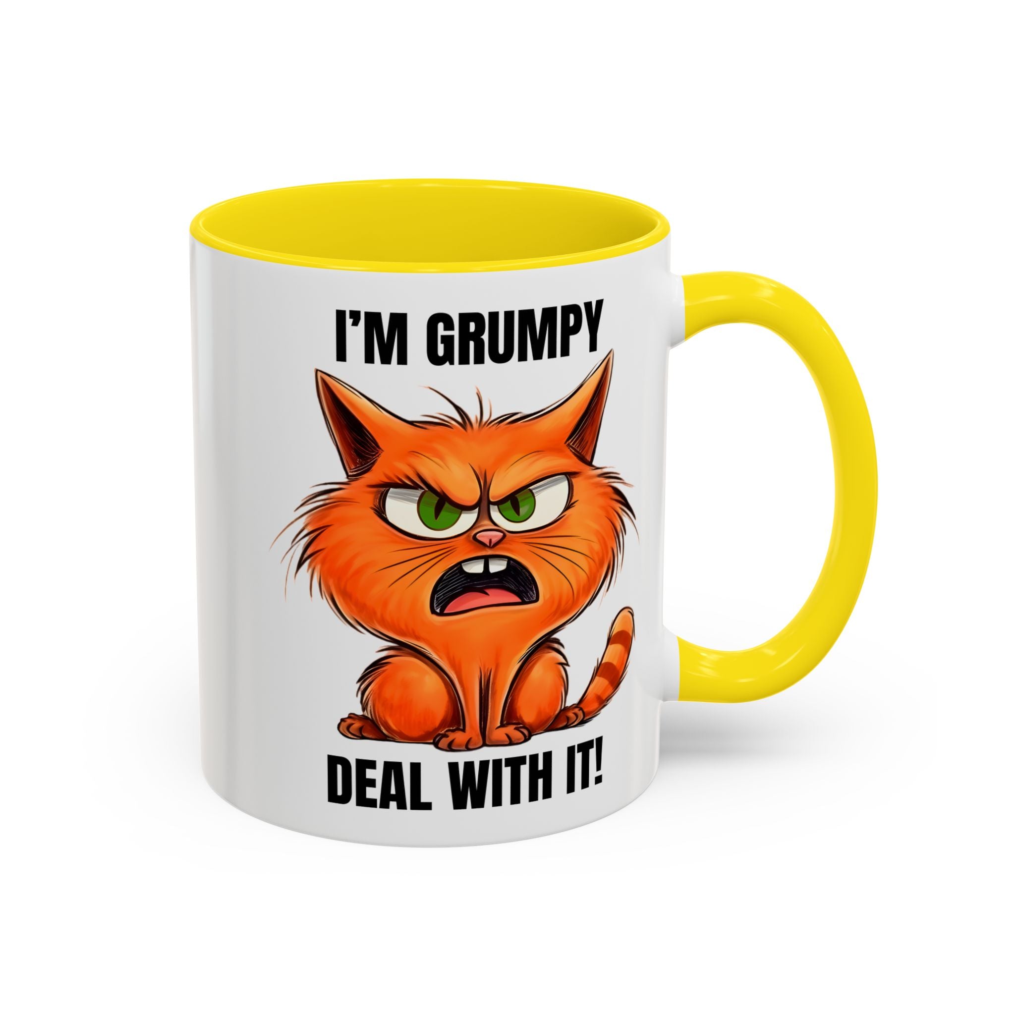 I'm Grumpy Cat Accent Coffee Mug – Funny Cat Gift, 'Deal With It' 11/15oz