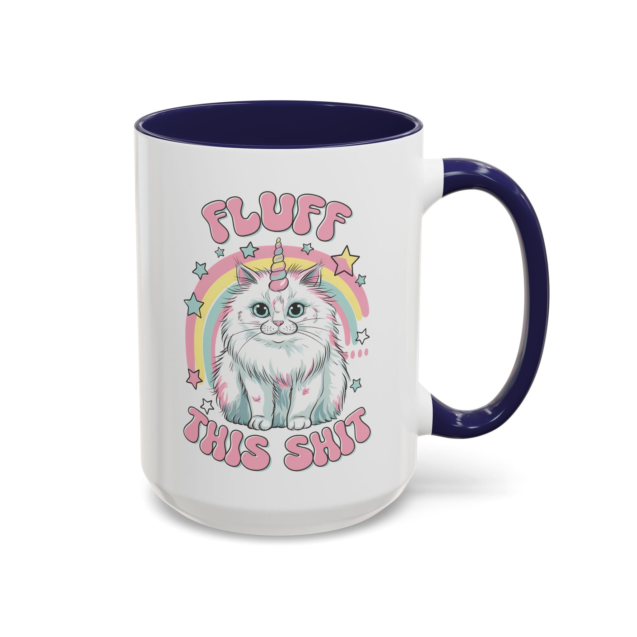 Whimsical Cat Coffee Mug - "Fluff This Shit" funny adult humor sarcasm