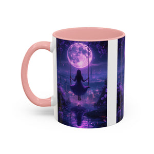anime Dreamy Moonlit Swing Accent Coffee Mug, Artistic Mug, Celestial Coffee Cup, Fantasy Beverage Holder, Gift for Dreamers