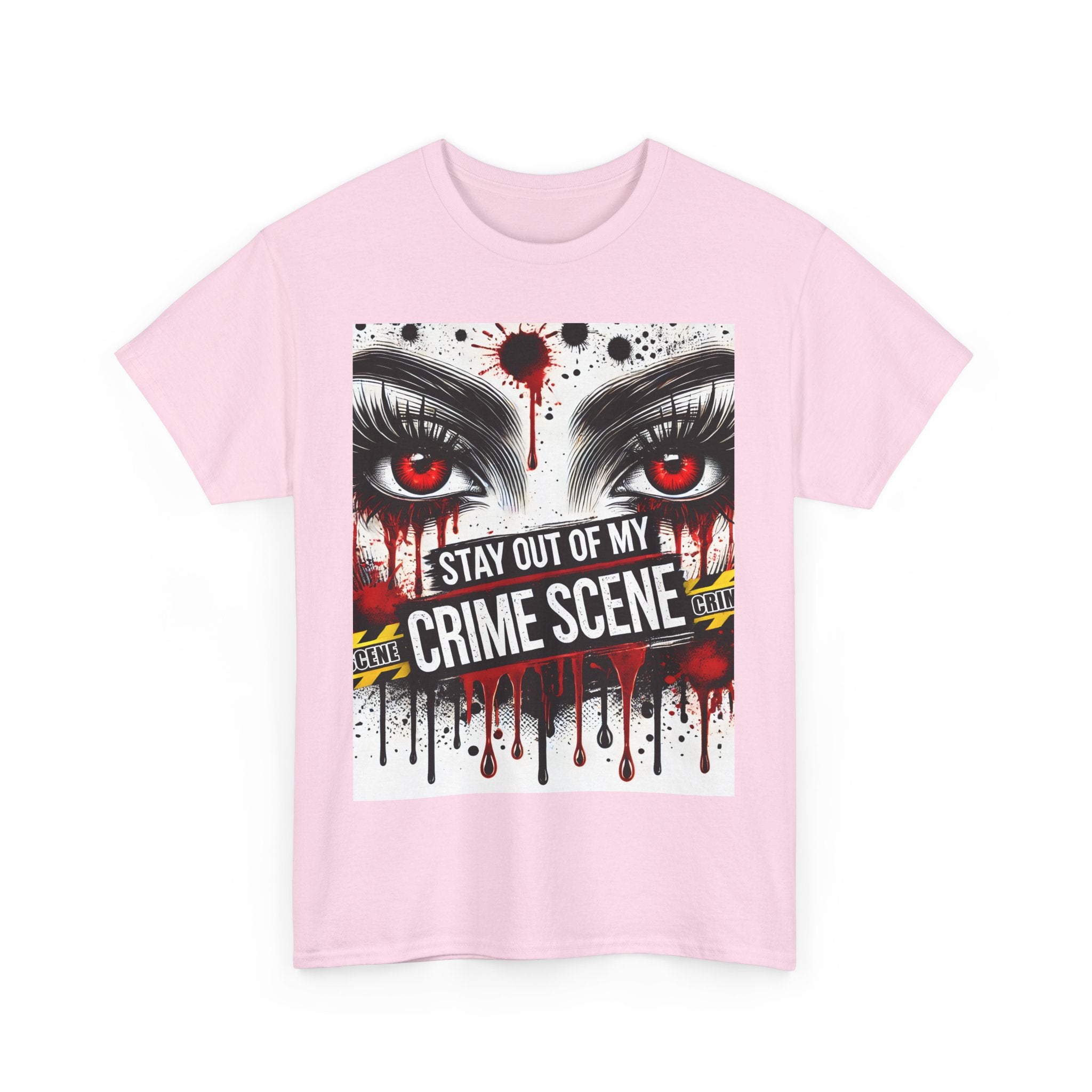Gothic Crime Scene Tee | Edgy Graphic T-Shirt for Halloween, Horror Fans, Costume Parties, Birthday Gift, Unisex Heavy Cotton