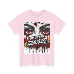 Gothic Crime Scene Tee | Edgy Graphic T-Shirt for Halloween, Horror Fans, Costume Parties, Birthday Gift, Unisex Heavy Cotton
