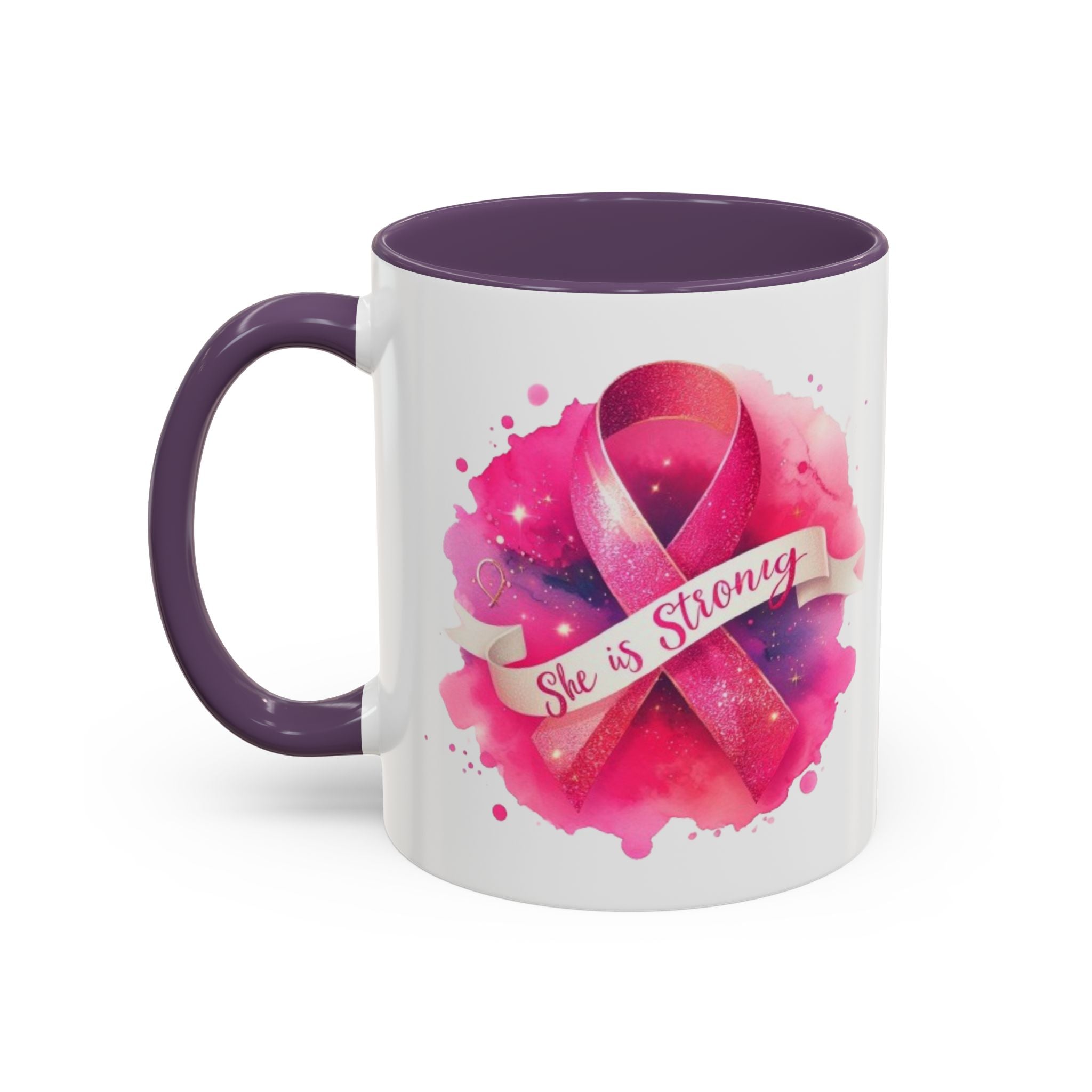 Empowering Pink Ribbon Coffee Mug | She is Strong | Gift for Cancer Awareness, Inspirational Drinkware, Office Mug, Motivational [...]