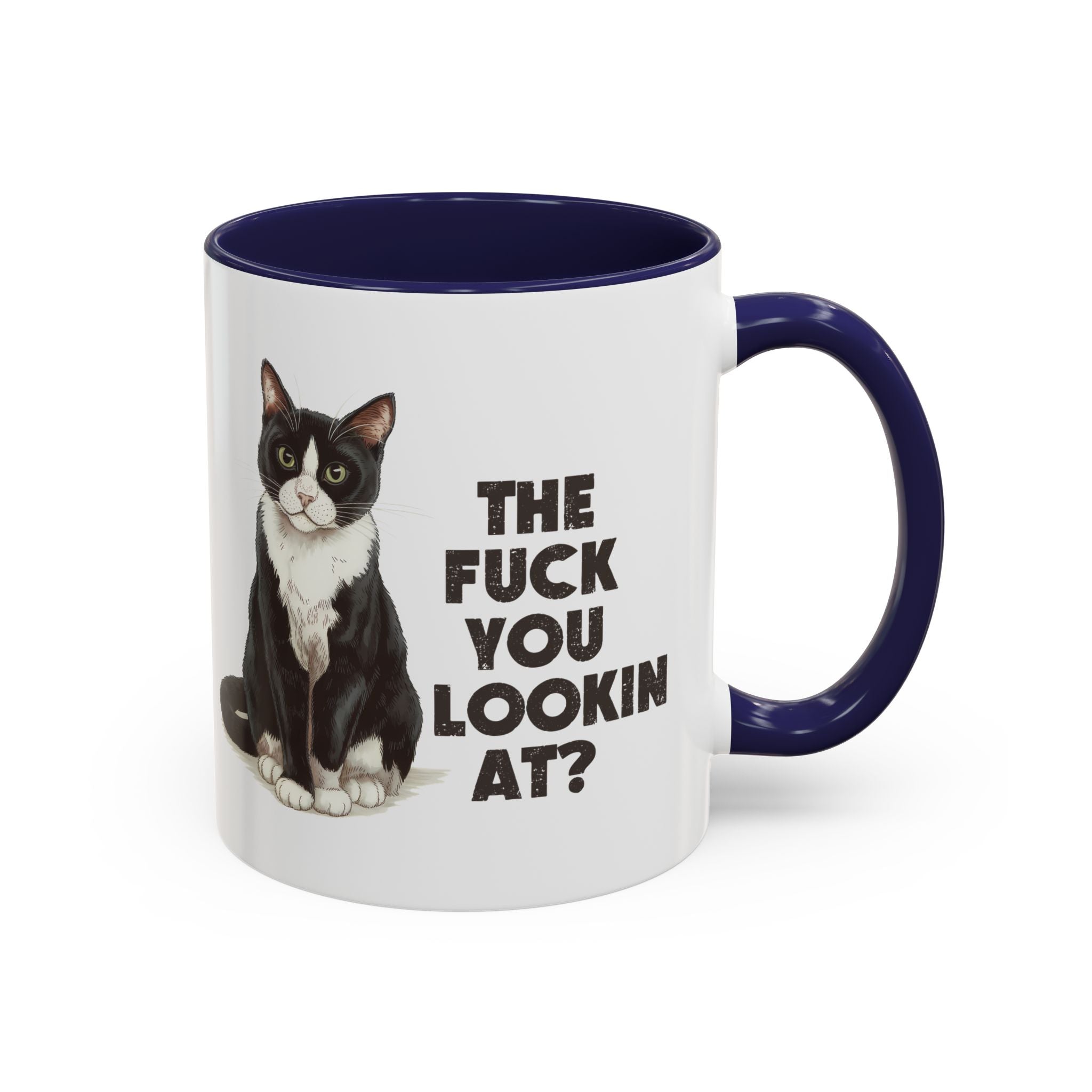 Humorous Cat Accent Coffee Mug - "What You Lookin' At?" 11/15oz attitude and sarcasm