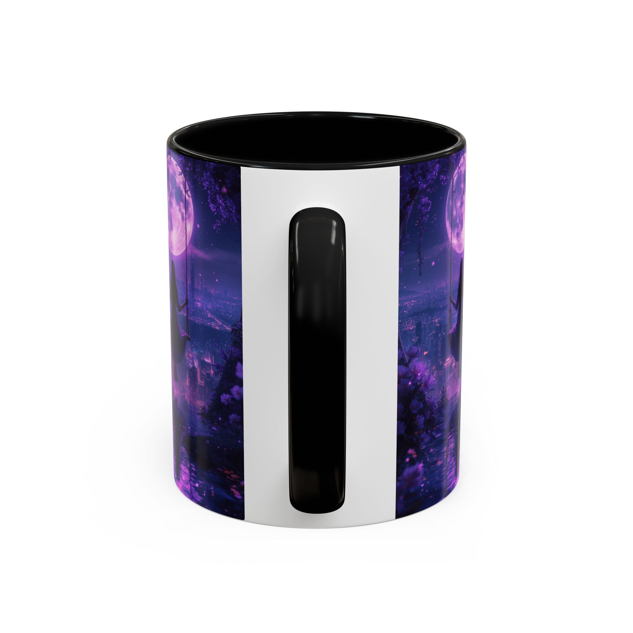 anime Dreamy Moonlit Swing Accent Coffee Mug, Artistic Mug, Celestial Coffee Cup, Fantasy Beverage Holder, Gift for Dreamers