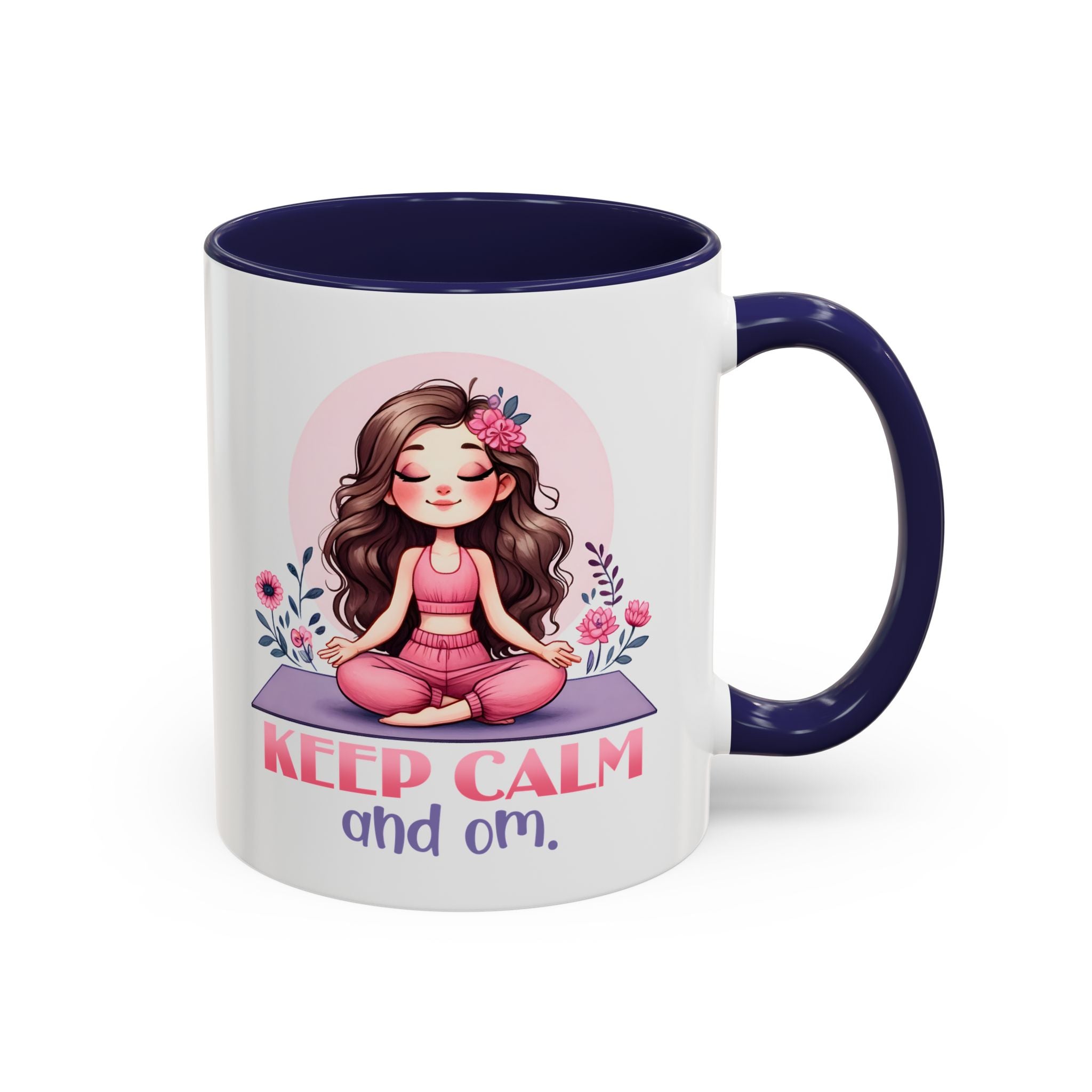 Relaxing Yoga Coffee Mug, Keep Calm and Om Mug, Inspirational Gift, Meditation Mug, Self-Care Coffee Cup, Yoga Lover's Gift