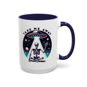 Galactic Skeleton Coffee Mug, Take Me Away Mug, Space-Themed Mug, Unique Gift for alien Lovers, Sci-Fi Cafe Mug